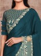 Festal Green Embroidered Classic Designer Saree